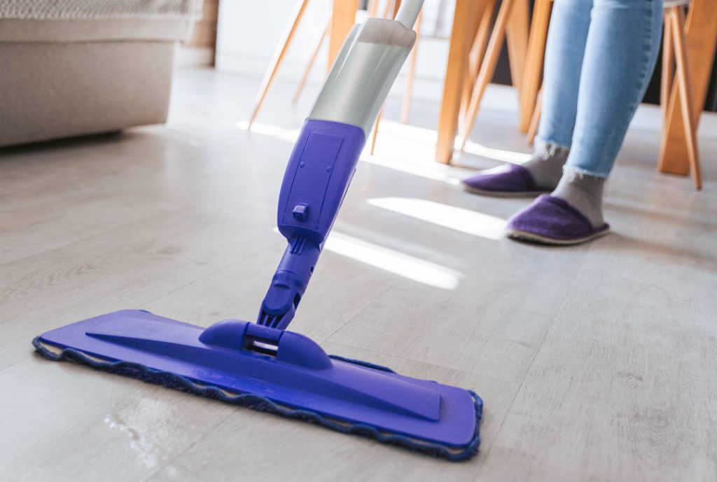 microfiber mopping wood floor